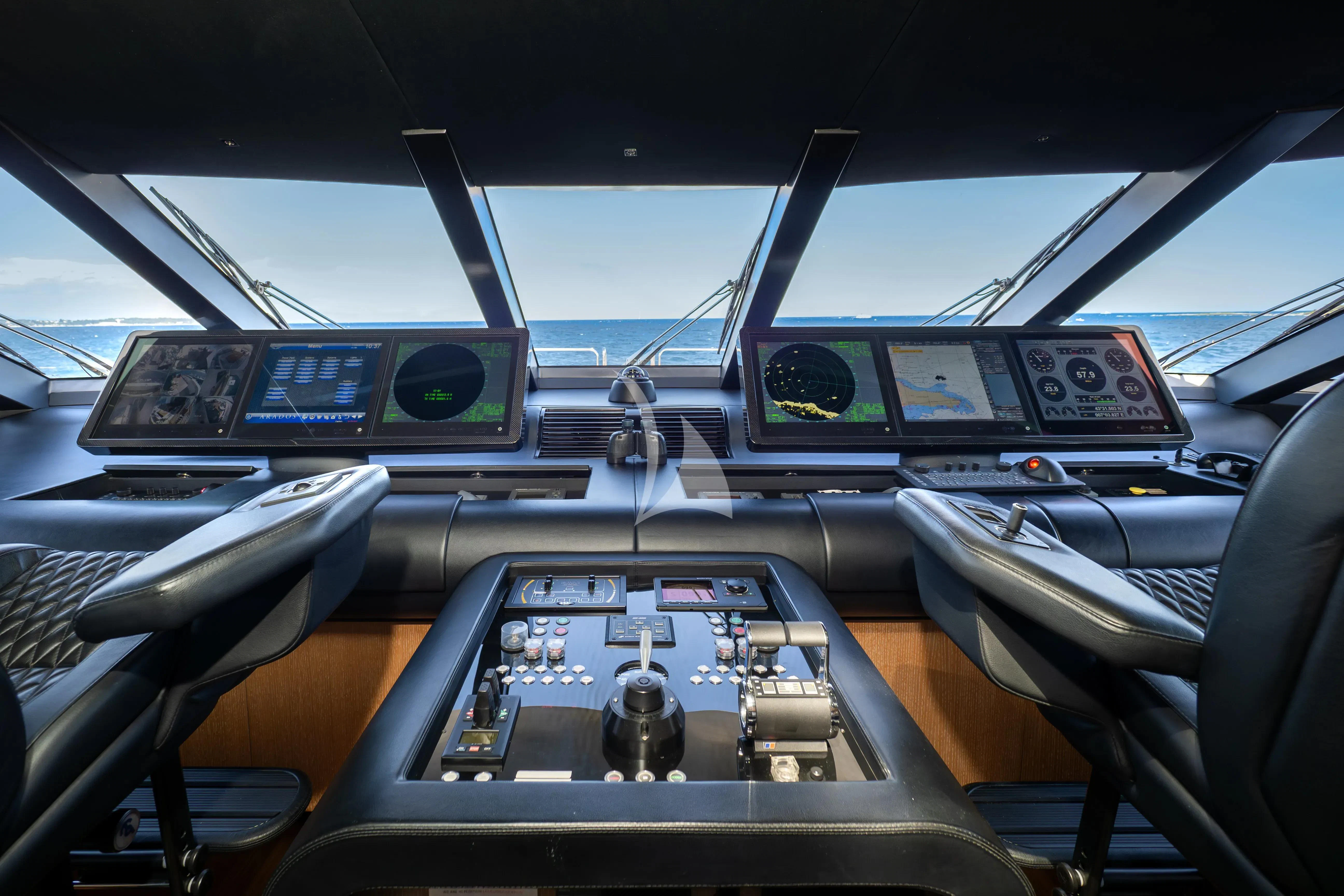 inside of a car aboard ARADOS Yacht for Charter