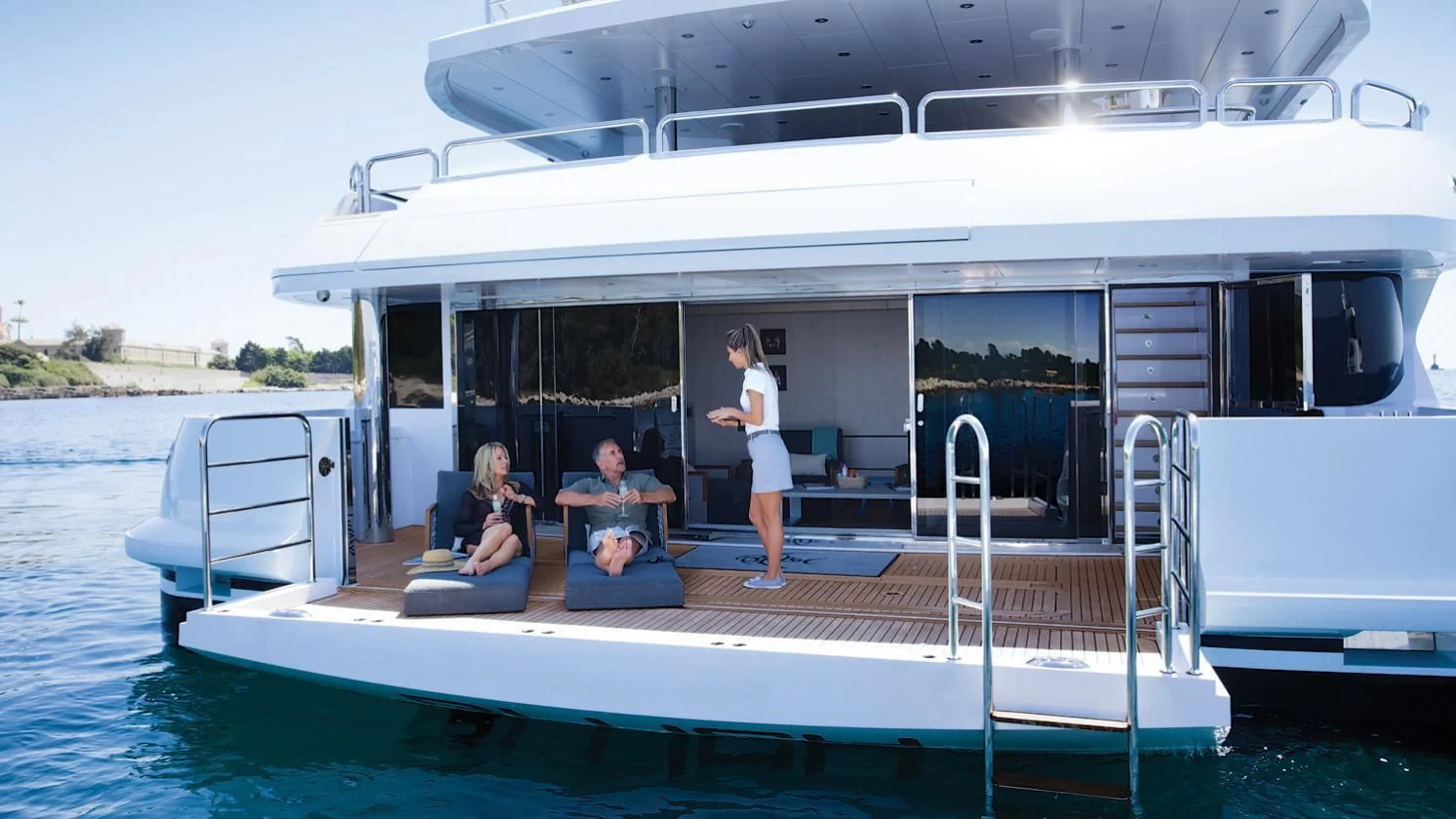 a group of people on a boat aboard ARADOS Yacht for Charter