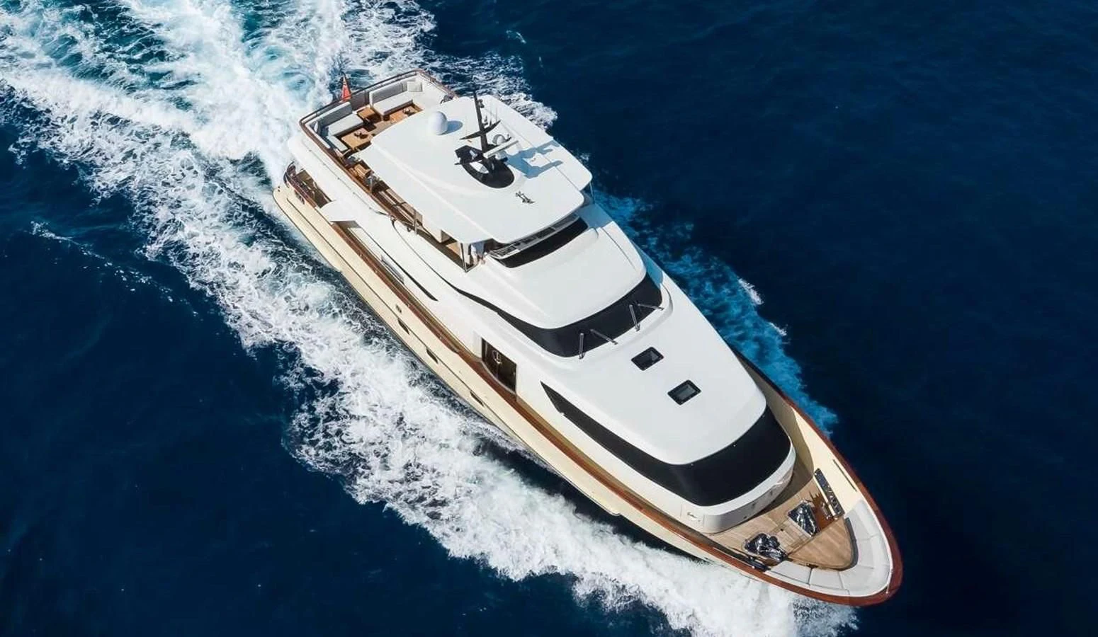 a high angle view of a ship aboard 2011 SANLORENZO SD92 FLYBRIDGE Yacht for Sale