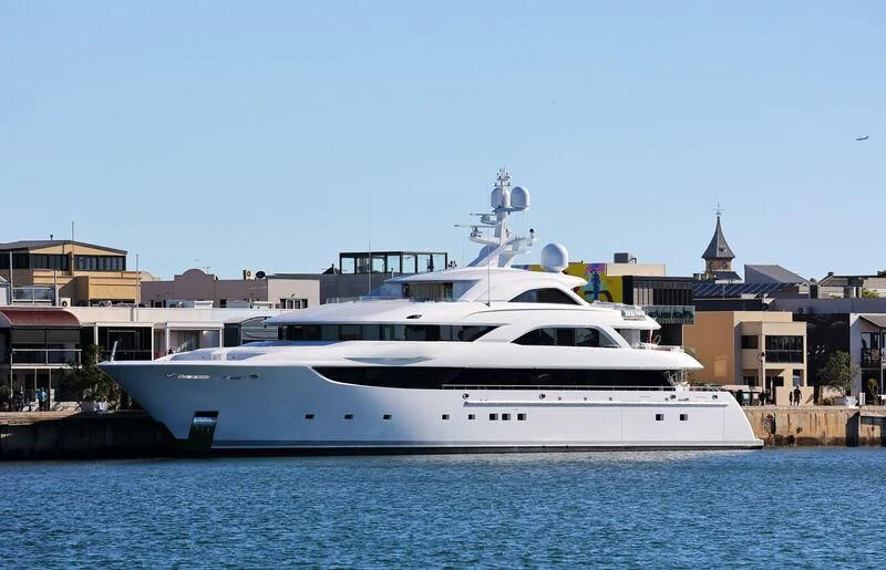 a large white yacht aboard SATORI Yacht for Sale