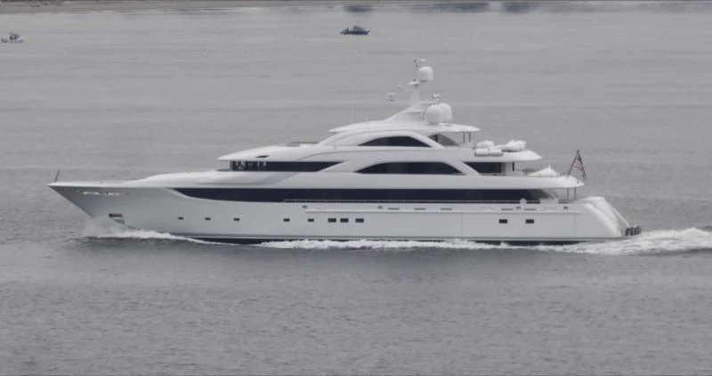 a white yacht on the water aboard SATORI Yacht for Sale