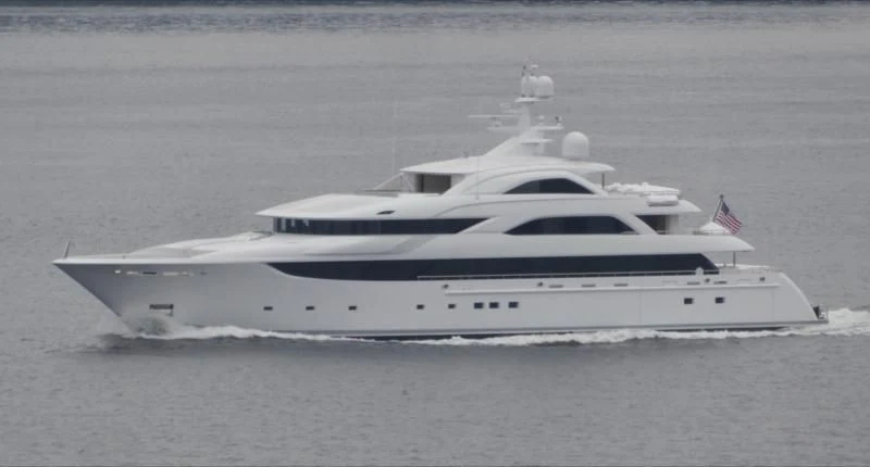 a white yacht in the water aboard SATORI Yacht for Sale