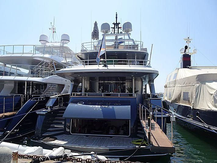 a group of boats docked aboard SOFIA 3 Yacht for Sale