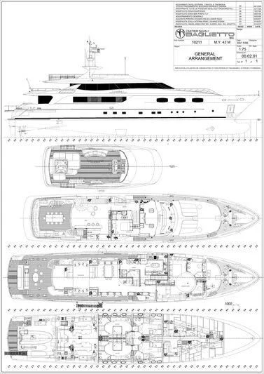 diagram, engineering drawing aboard SOFIA 3 Yacht for Sale