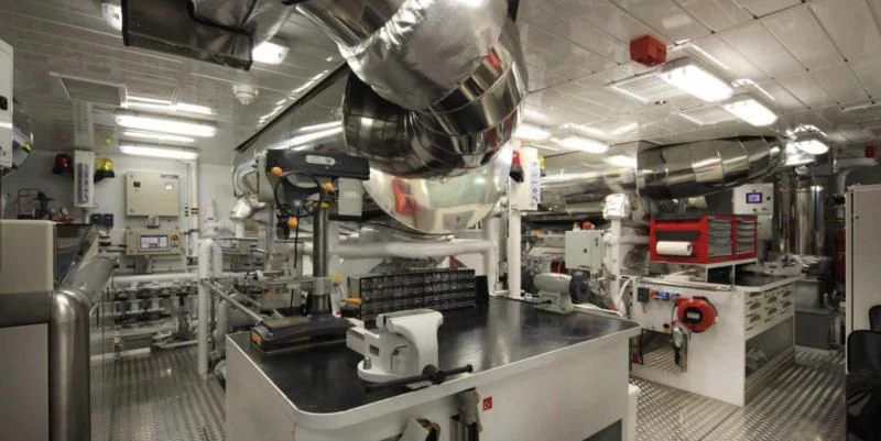 a large factory with machinery aboard BEOL Yacht for Sale