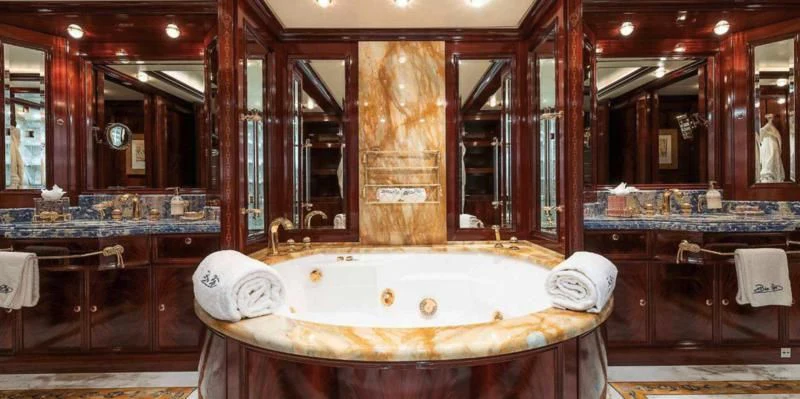 a bathroom with a large sink aboard BEOL Yacht for Sale