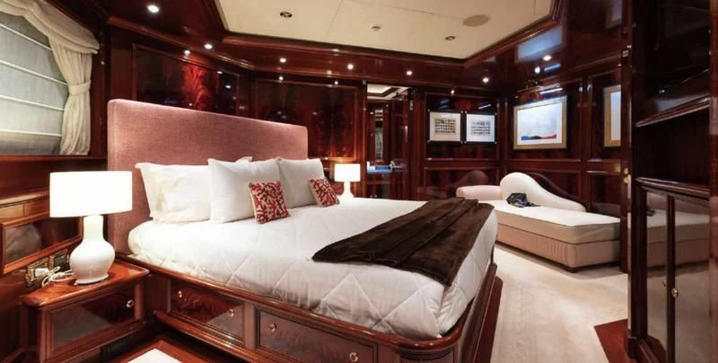a room with a bed and a desk aboard BEOL Yacht for Sale