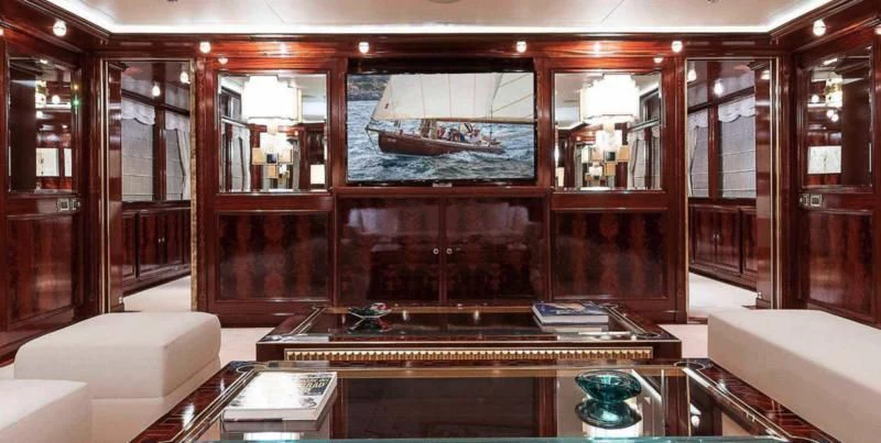 a room with a large glass display case aboard BEOL Yacht for Sale