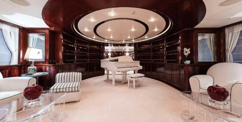 a large room with a large mirror aboard BEOL Yacht for Sale
