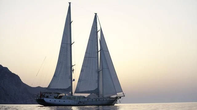 a sailboat on the water aboard SILVER MOON Yacht for Sale