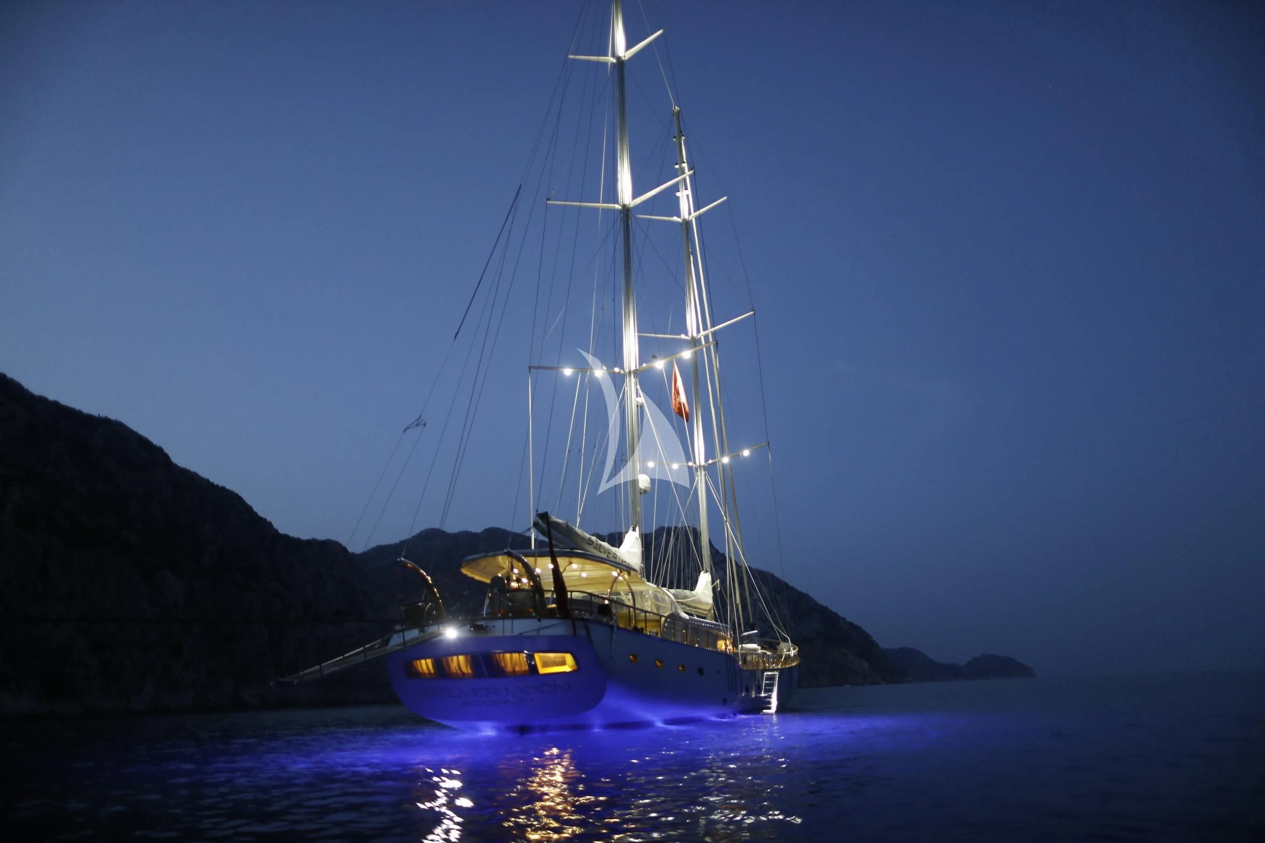 a boat on the water aboard SILVER MOON Yacht for Sale