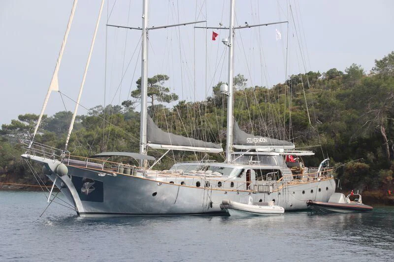 a boat in the water aboard SILVER MOON Yacht for Sale