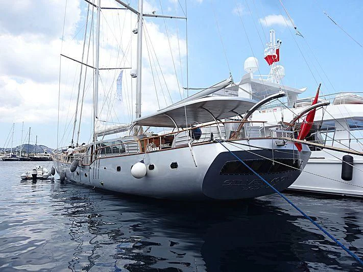 a large white boat in the water aboard SILVER MOON Yacht for Sale