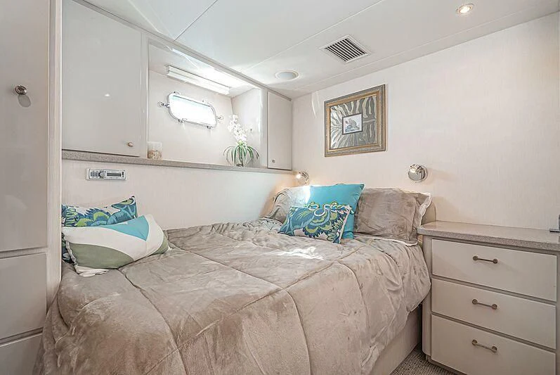 a bed in a room aboard ECHOES Yacht for Sale