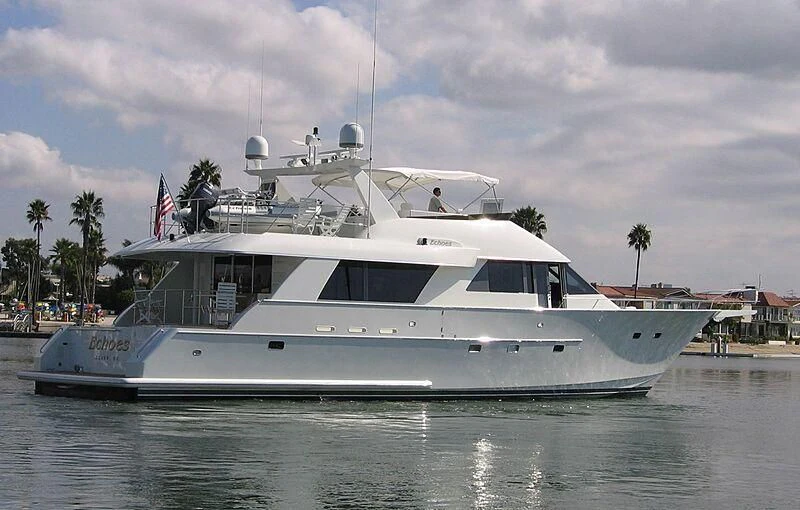 a white yacht on the water aboard ECHOES Yacht for Sale