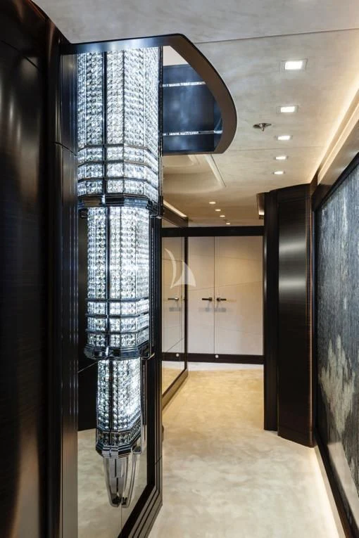 a large metal structure in a building aboard JULIA Yacht for Sale