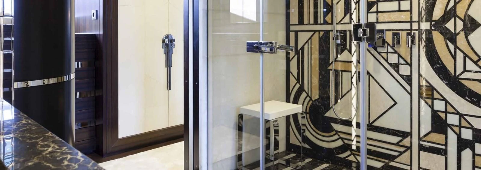 a room with a table and chairs aboard JULIA Yacht for Sale