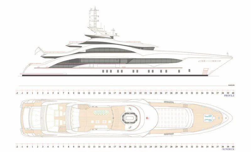 diagram, engineering drawing aboard JULIA Yacht for Sale