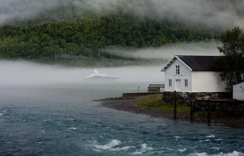 a house on a cliff by the ocean aboard JULIA Yacht for Sale