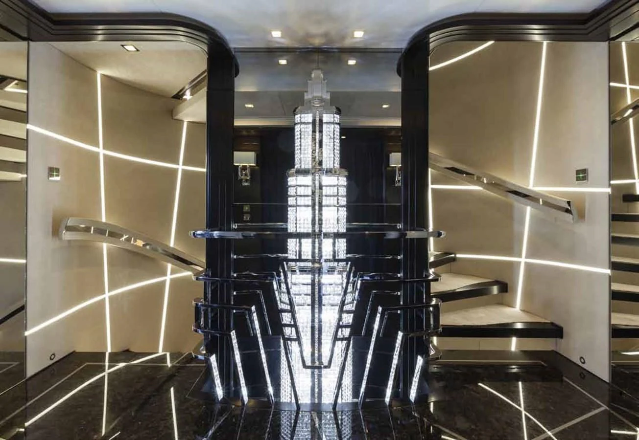 a large metal shower unit aboard JULIA Yacht for Sale