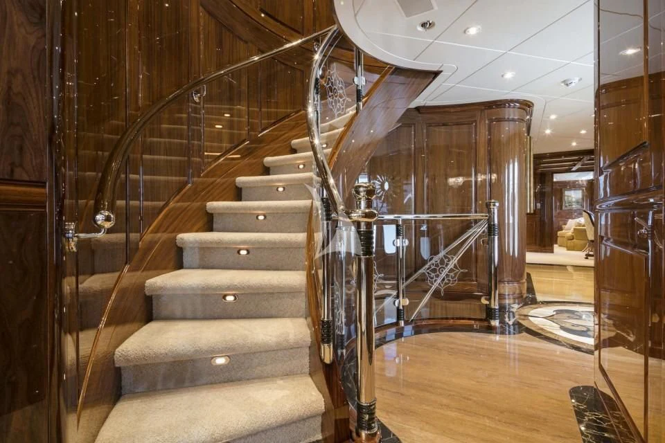 a staircase in a building aboard SILVER LINING Yacht for Sale