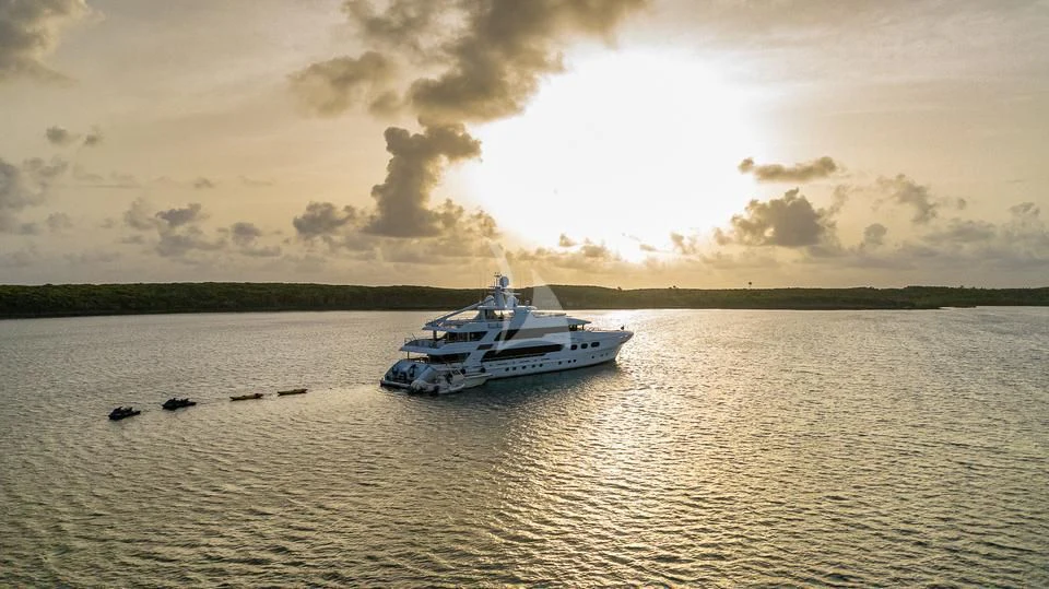 a boat on the water aboard SILVER LINING Yacht for Sale