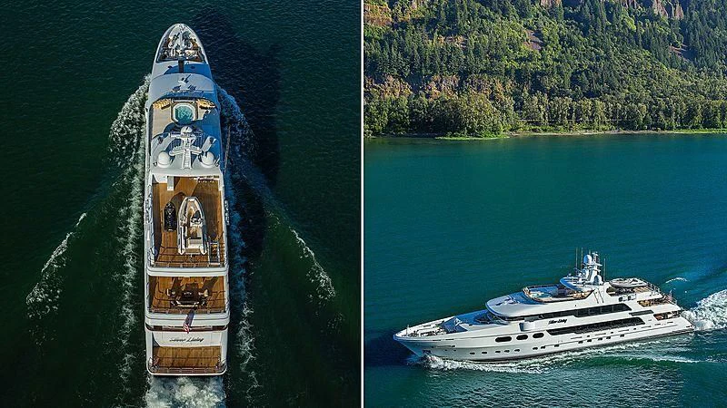 a boat sailing on the water aboard SILVER LINING Yacht for Sale