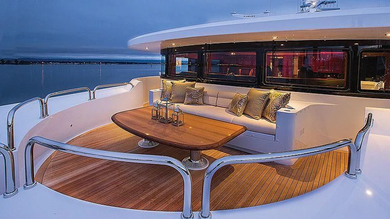 a table and couch on a boat aboard SILVER LINING Yacht for Sale