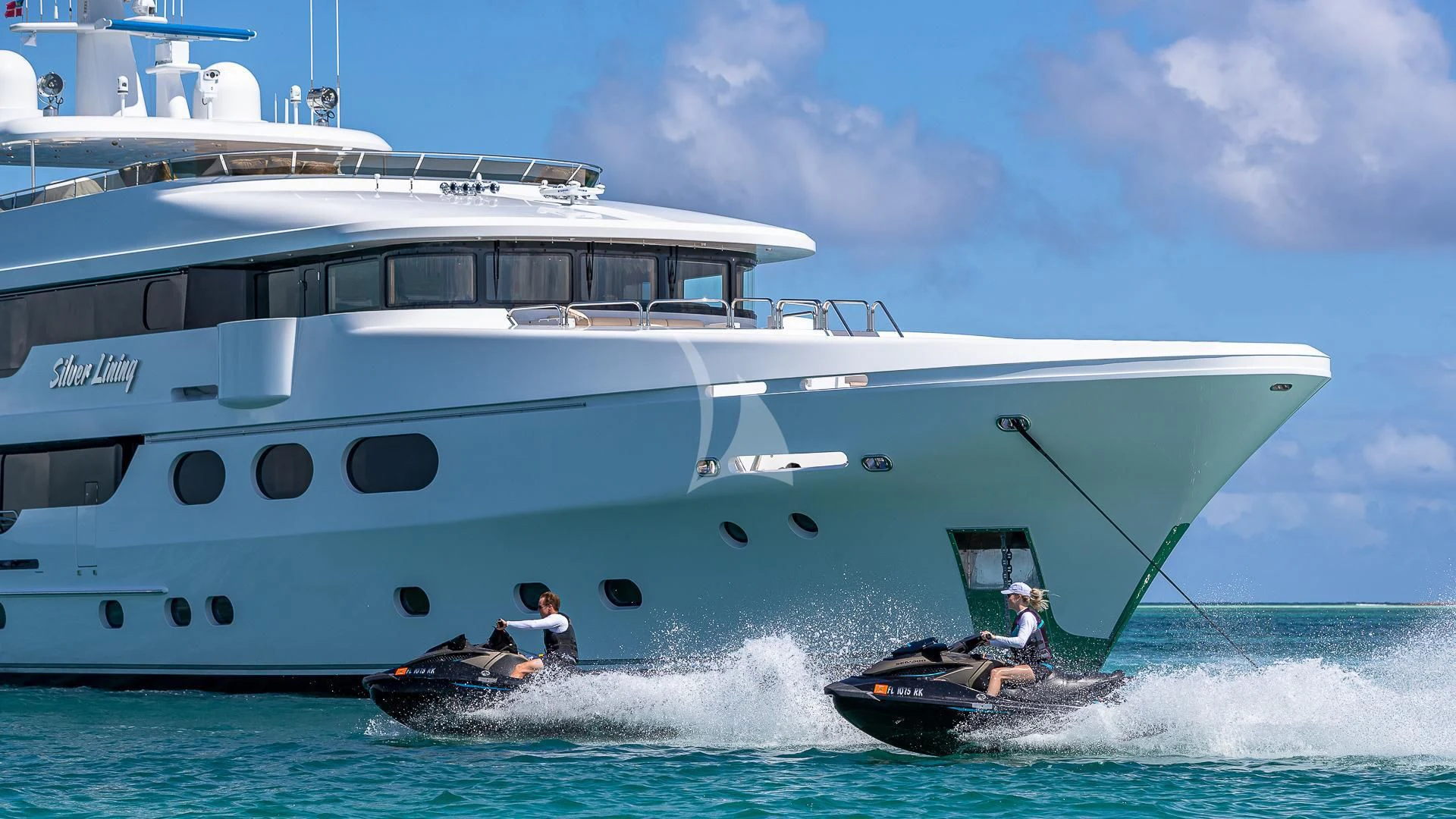 a boat is sailing in the sea aboard SILVER LINING Yacht for Sale