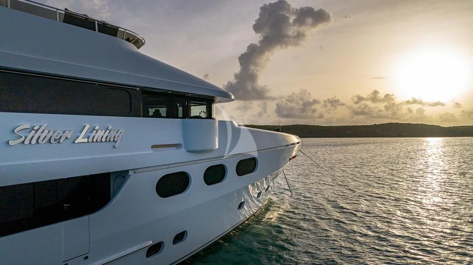 a boat on the water aboard SILVER LINING Yacht for Sale