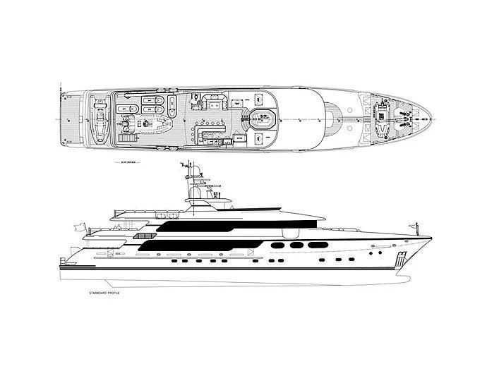 diagram, engineering drawing aboard SILVER LINING Yacht for Sale