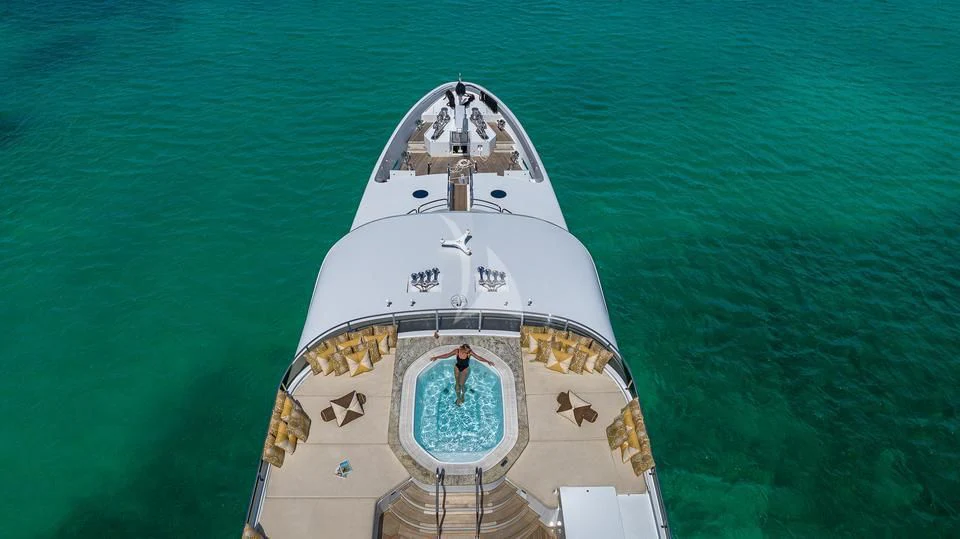a large white and gold tower aboard SILVER LINING Yacht for Sale
