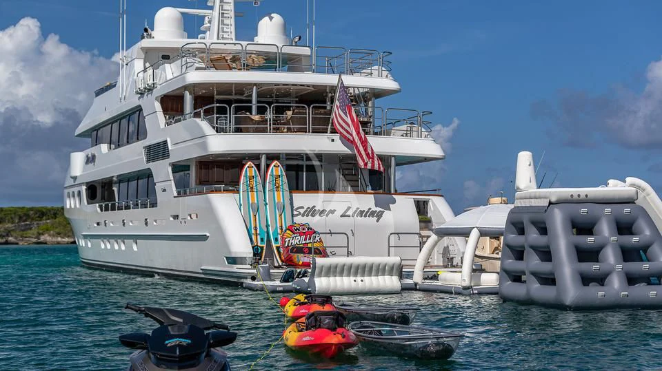 a boat on the water aboard SILVER LINING Yacht for Sale