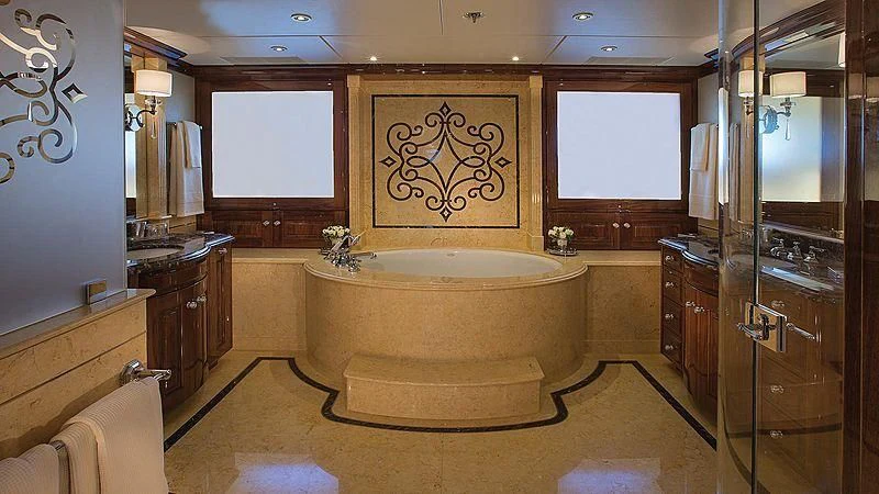 a bathroom with a large bathtub aboard SILVER LINING Yacht for Sale