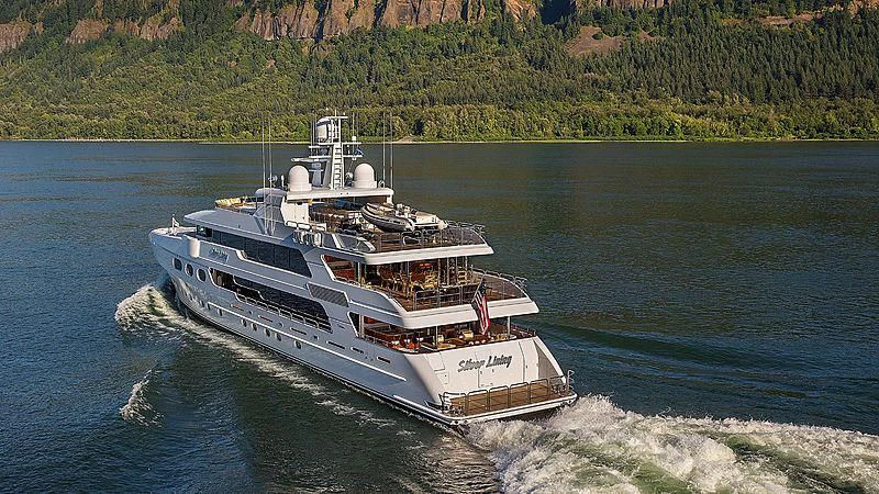 a ship sailing on the water aboard SILVER LINING Yacht for Sale