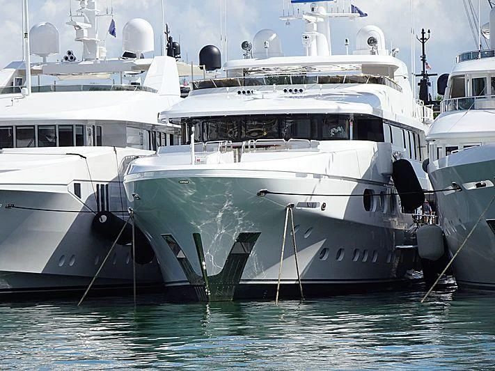 a group of boats in the water aboard SILVER LINING Yacht for Sale