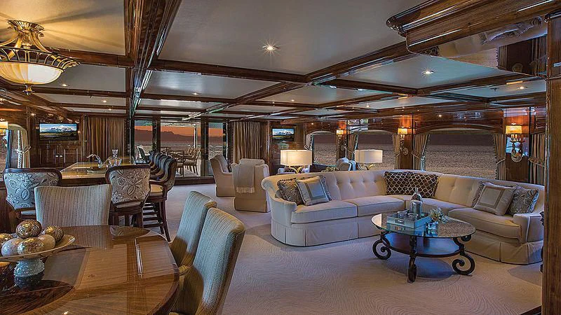 a large living room with a large open floor plan aboard SILVER LINING Yacht for Sale