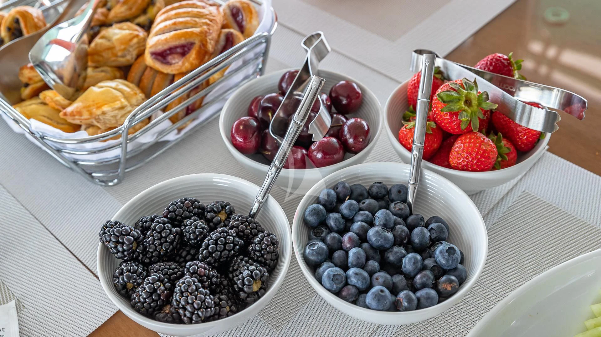 a table with food on it aboard SILVER LINING Yacht for Sale