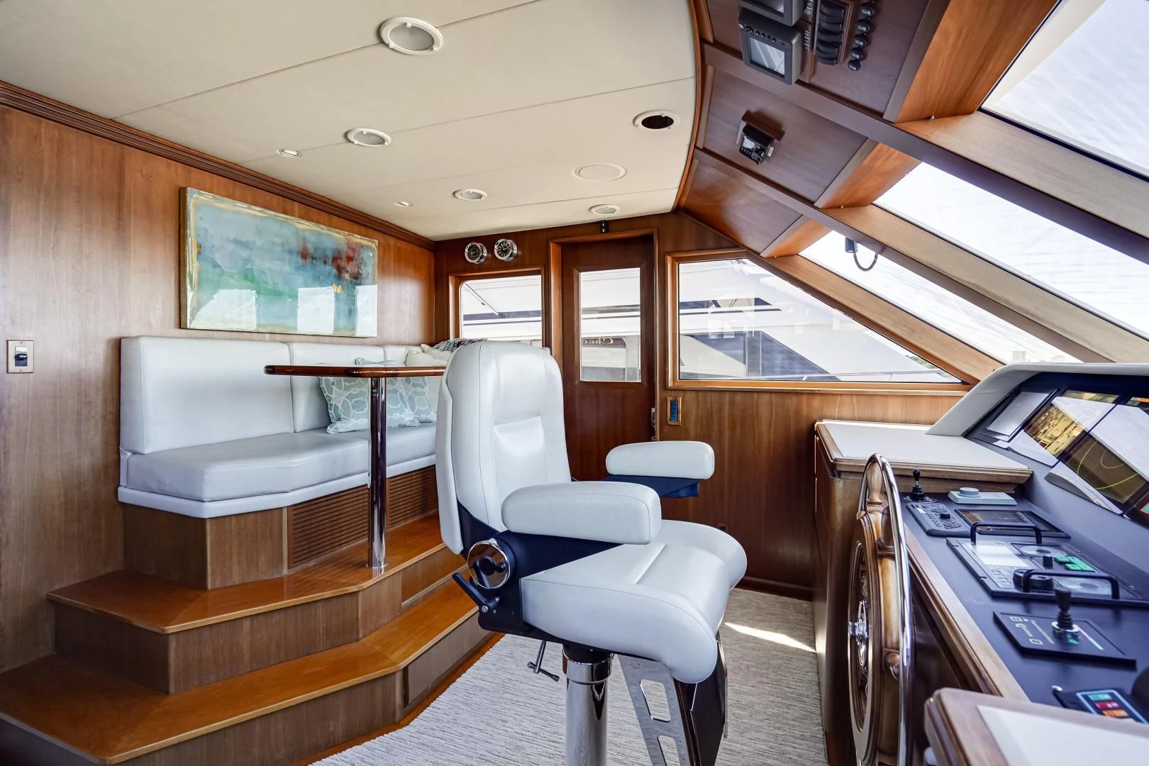 a room with a bunk bed and a desk aboard CHECKERS Yacht for Sale