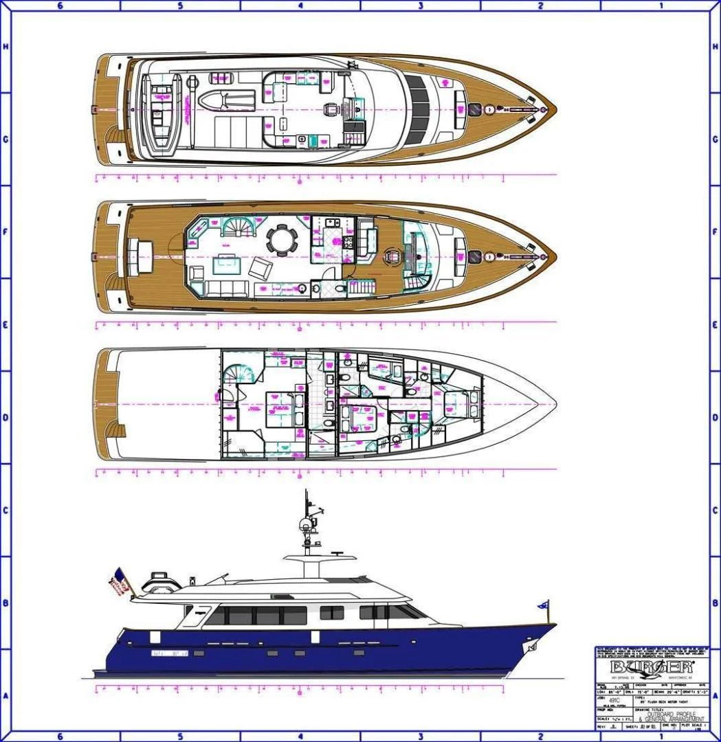 diagram, engineering drawing aboard CHECKERS Yacht for Sale