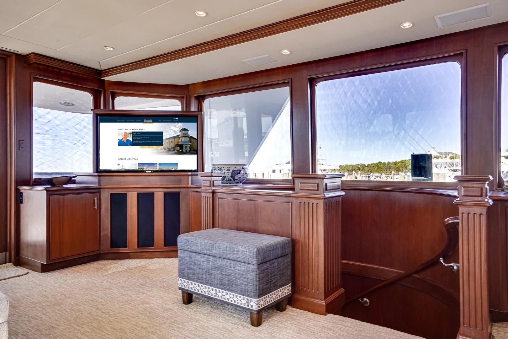 a room with a desk and a chair aboard CHECKERS Yacht for Sale