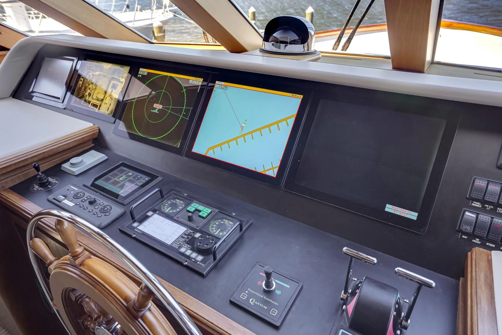 inside of a control room aboard CHECKERS Yacht for Sale