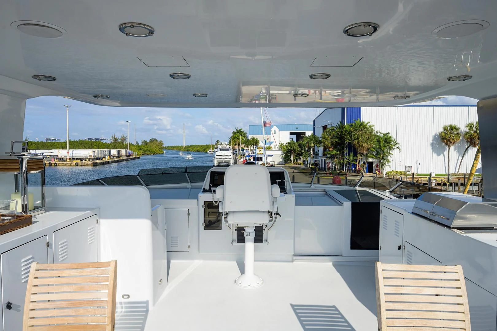 a white robot in a room aboard CHECKERS Yacht for Sale