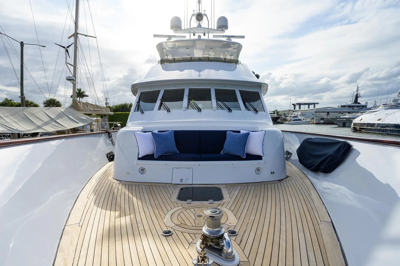 a boat on a dock aboard CHECKERS Yacht for Sale