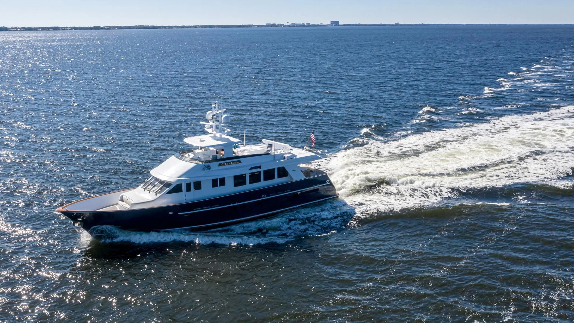 a boat in the water aboard CHECKERS Yacht for Sale