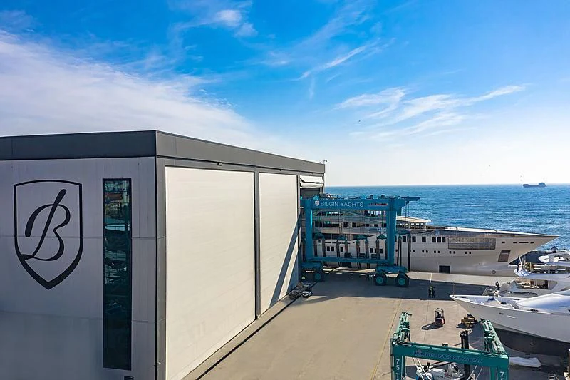a building with a sign on the side aboard AL REEM Yacht for Sale