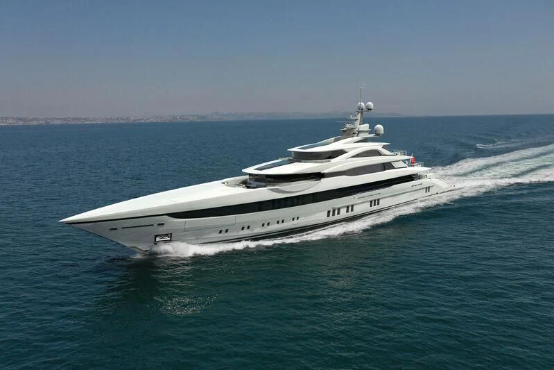 a large white ship in the water aboard AL REEM Yacht for Sale