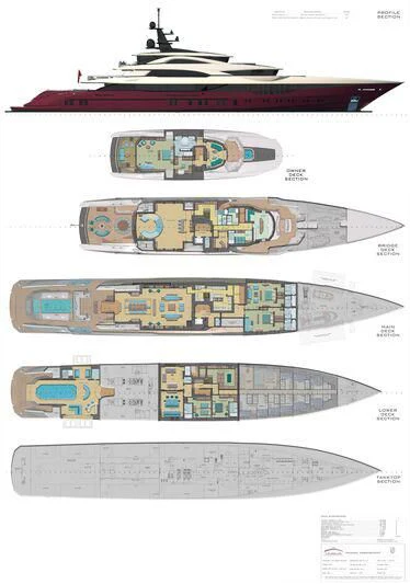 engineering drawing aboard AL REEM Yacht for Sale