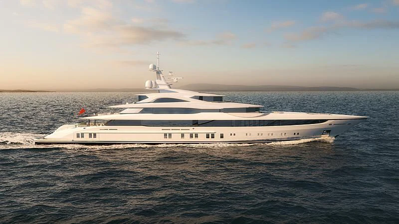 a large white yacht in the water aboard AL REEM Yacht for Sale
