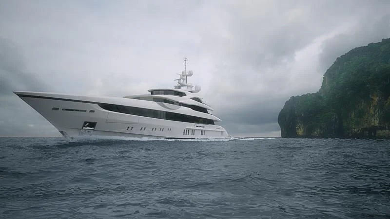 a white yacht in the water aboard AL REEM Yacht for Sale